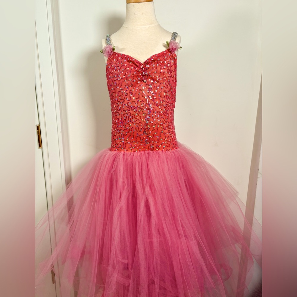 Pink & silver ballet tutu dance costume 💖Child size large 🌸🩶with surprise gift 💝